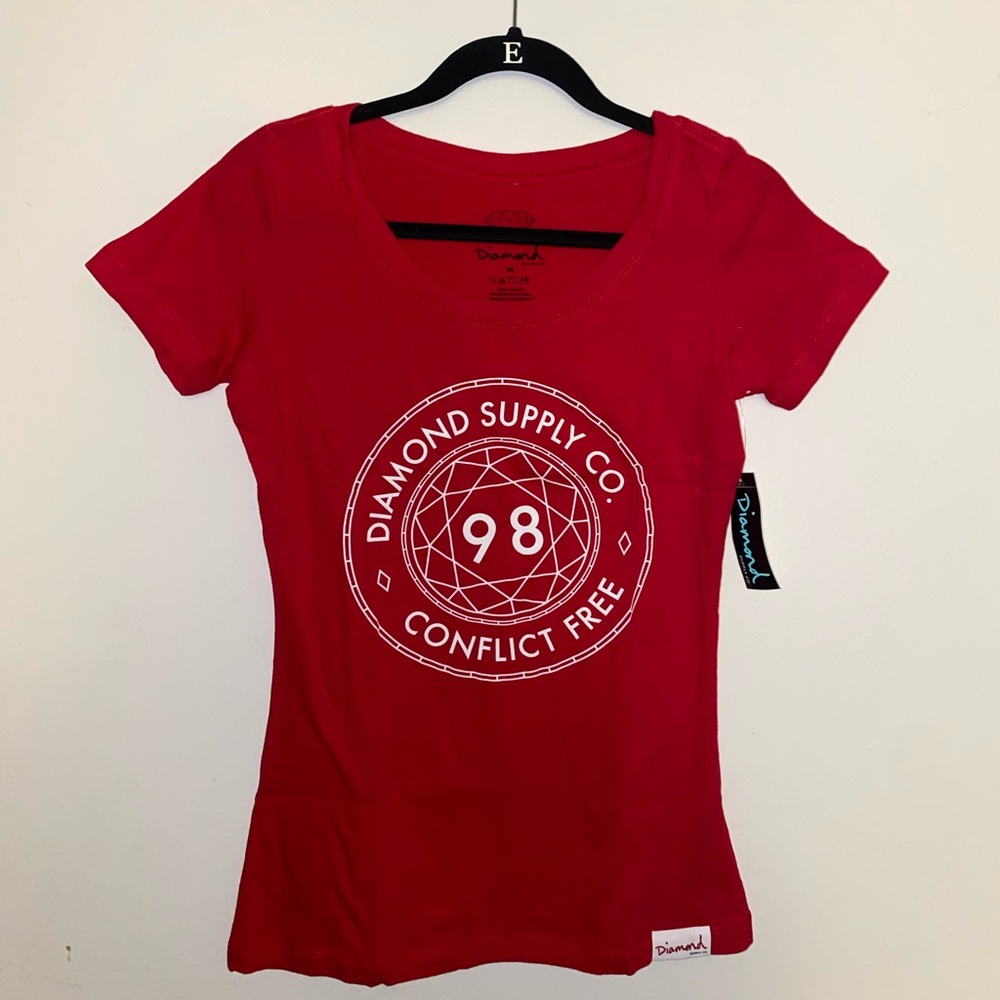 Diamond supply red T-shirt size large new with tags